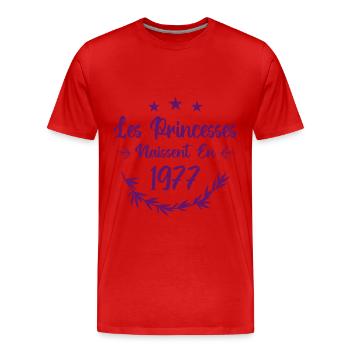 Les princesses naissent en 1977 - T-shirt bio Premium Homme - rouge - Devant - Damien (186cm)