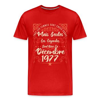 Légendes Sont Nées En Décembre 1977 édition limité - T-shirt bio Premium Homme - rouge - Devant - Damien (186cm)