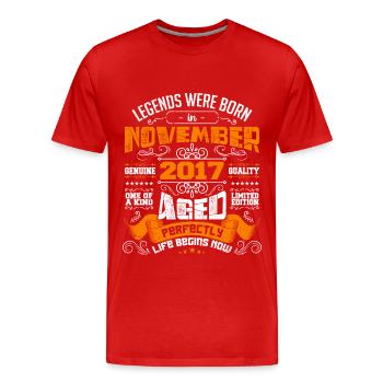 Legenden wurden im November 2017 geboren - Männer Premium Bio T-Shirt - Rot - Vorne - Damien (186cm)
