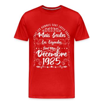 Les Légendes Sont Nés En Décembre 1985 - T-shirt bio Premium Homme - rouge - Devant - Damien (186cm)
