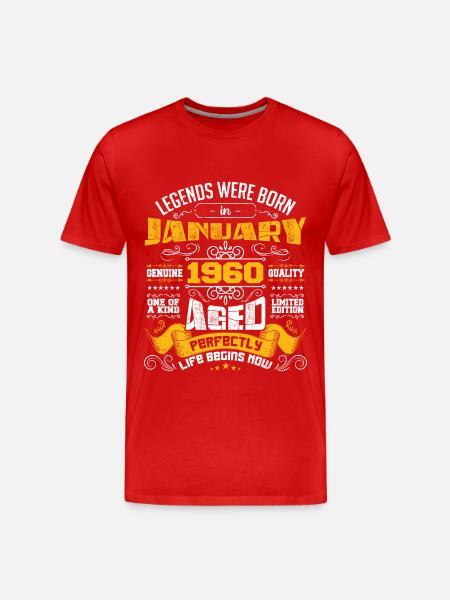 Legends were born in January 1960 - T-shirt bio Premium Homme - rouge