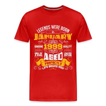 Legends wurden im Januar 1999 geboren - Männer Premium Bio T-Shirt - Rot - Vorne - Damien (186cm)