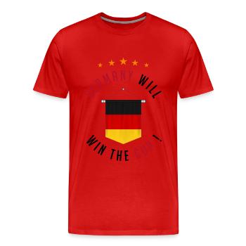 Deutschland wird den Pokal gewinnen! - Männer Premium Bio T-Shirt - Rot - Vorne - Damien (186cm)
