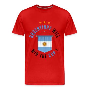 Argentinien wird den Pokal gewinnen! - Männer Premium Bio T-Shirt - Rot - Vorne - Damien (186cm)