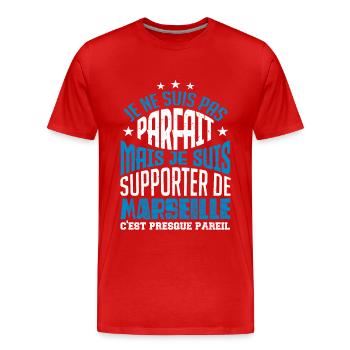 Cadeau Supporter de Marseille Foot - T-shirt bio Premium Homme - rouge - Devant - Damien (186cm)