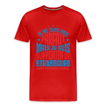Cadeau Supporter de Strasbourg Foot - T-shirt bio Premium Homme - rouge - Devant - Damien (186cm)