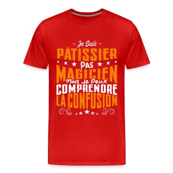 Je Suis Pâtissier Pas Magicien - T-shirt bio Premium Homme - rouge - Devant - Damien (186cm)