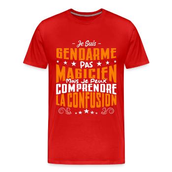 Je Suis Gendarme Pas Magicien - T-shirt bio Premium Homme - rouge - Devant - Damien (186cm)
