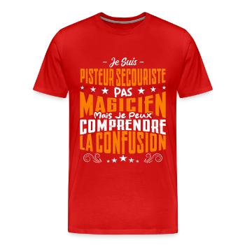 Je Suis Pisteur Secouriste Pas Magicien - T-shirt bio Premium Homme - rouge - Devant - Damien (186cm)