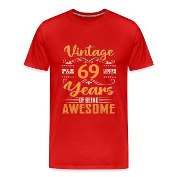 Vintage | 69 birthday gift ideas - Men's Premium Organic T-Shirt - red - Front - Damien (186cm)