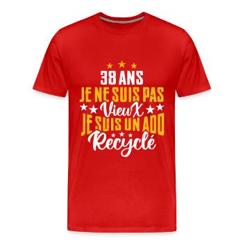 38 ans | Cadeau d'anniversaire | fête des pères - T-shirt bio Premium Homme - rouge - Devant - Damien (186cm)