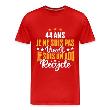 44 ans | Cadeau d'anniversaire | fête des pères - T-shirt bio Premium Homme - rouge - Devant - Damien (186cm)