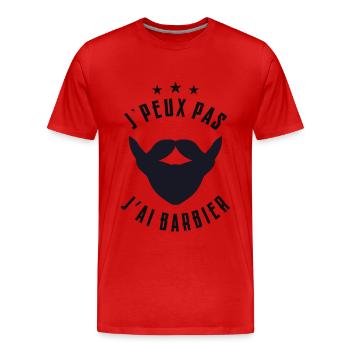 J'Peux Pas J'ai Barbier - T-shirt bio Premium Homme - rouge - Devant - Damien (186cm)