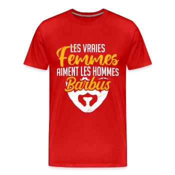 Real women love bearded men - Men's Premium Organic T-Shirt - red - Front - Damien (186cm)