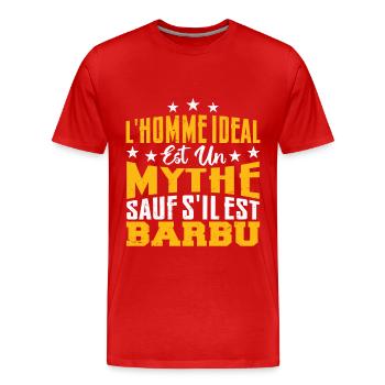 l'homme ideal est un mythe sauf s'il est barbu - T-shirt bio Premium Homme - rouge - Devant - Damien (186cm)