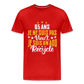 65 ans | Cadeau d'anniversaire | fête des pères - T-shirt bio Premium Homme - rouge - Devant - Damien (186cm)