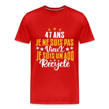 47 ans | Cadeau d'anniversaire | fête des pères - T-shirt bio Premium Homme - rouge - Devant - Damien (186cm)