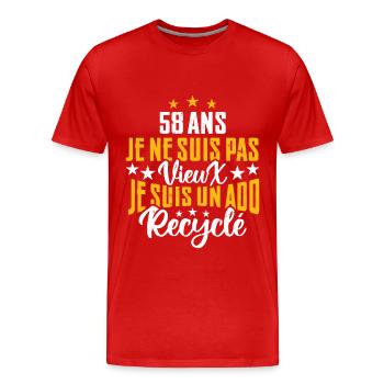 58 ans | Cadeau d'anniversaire | fête des pères - T-shirt bio Premium Homme - rouge - Devant - Damien (186cm)