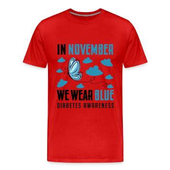 in November we wear blue, diabetes awareness - T-shirt bio Premium Homme - rouge - Devant - Damien (186cm)