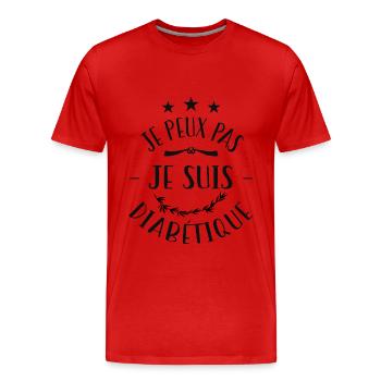 Je Peux Pas Je Suis Diabétique - T-shirt bio Premium Homme - rouge - Devant - Damien (186cm)