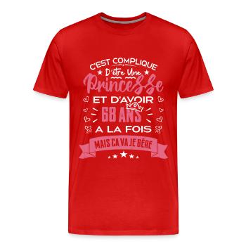 Une princesse a 68 ans, Cadeau d’anniversaire - T-shirt bio Premium Homme - rouge - Devant - Damien (186cm)
