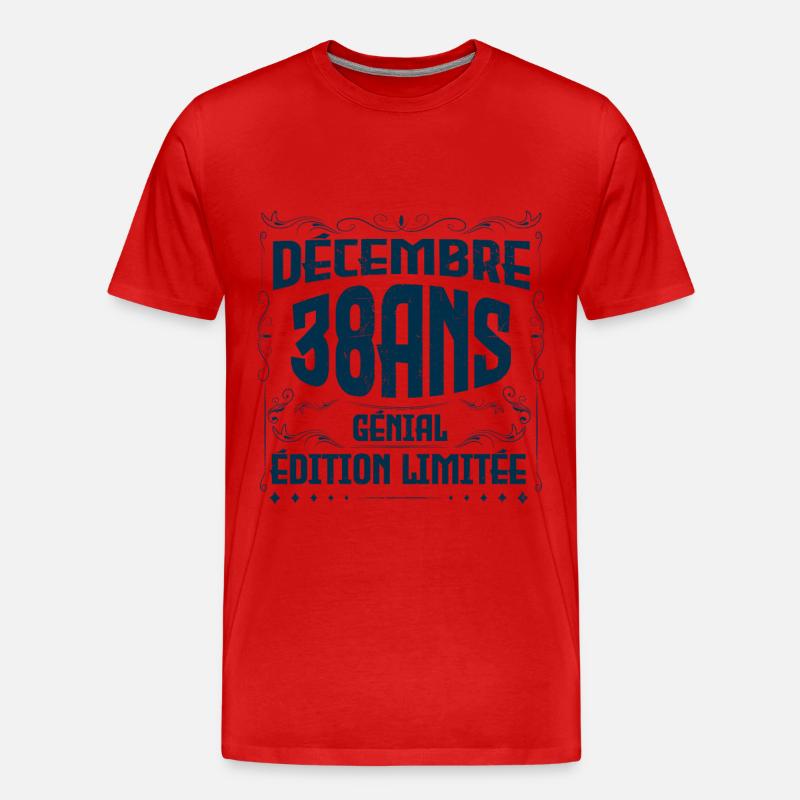 DÉCEMBRE 38 Ans | Édition limitée - T-shirt bio Premium Homme - rouge