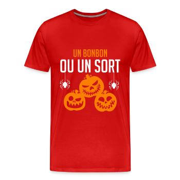 Un bonbon ou un sort - T-shirt bio Premium Homme - rouge - Devant - Damien (186cm)