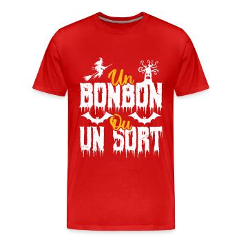 Un bonbon ou un sort - T-shirt bio Premium Homme - rouge - Devant - Damien (186cm)
