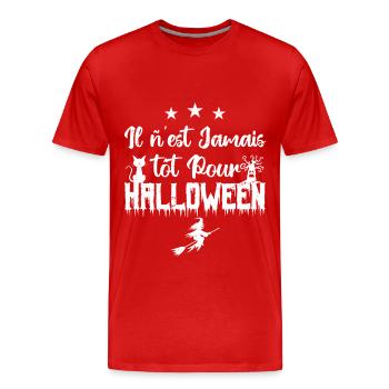 Il n’est jamais tôt pour Halloween - T-shirt bio Premium Homme - rouge - Devant - Damien (186cm)