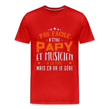 Papy Musicien - T-shirt bio Premium Homme - rouge - Devant - Damien (186cm)