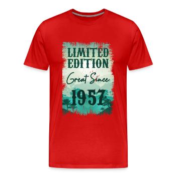 Einzigartig seit 1957 - Männer Premium Bio T-Shirt - Rot - Vorne - Damien (186cm)