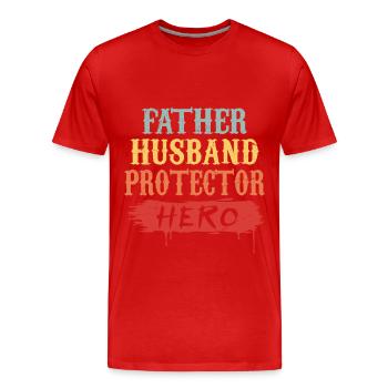 Father husband protector hero | gift - Men's Premium Organic T-Shirt - red - Front - Damien (186cm)