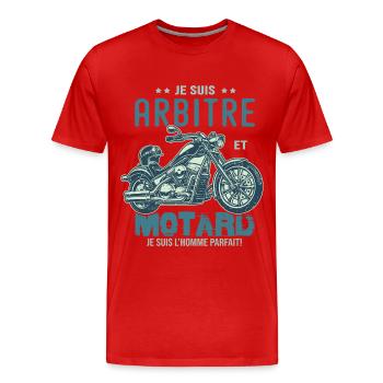 motard le meilleur arbitre le meilleur - T-shirt bio Premium Homme - rouge - Devant - Damien (186cm)