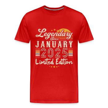 Legendär seit Januar 2025 Limited Edition - Männer Premium Bio T-Shirt - Rot - Vorne - Damien (186cm)