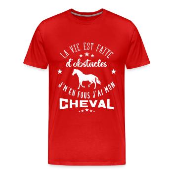 cheval équitation la vie est faite d'obstacles - T-shirt bio Premium Homme - rouge - Devant - Damien (186cm)