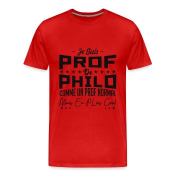 Je Suis Prof De Philo - T-shirt bio Premium Homme - rouge - Devant - Damien (186cm)