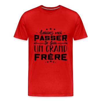 laissez moi passer je suis un grand frère - T-shirt bio Premium Homme - rouge - Devant - Damien (186cm)