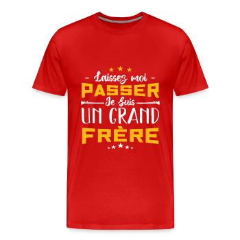 Laissez moi passer je suis un grand frère - T-shirt bio Premium Homme - rouge - Devant - Damien (186cm)