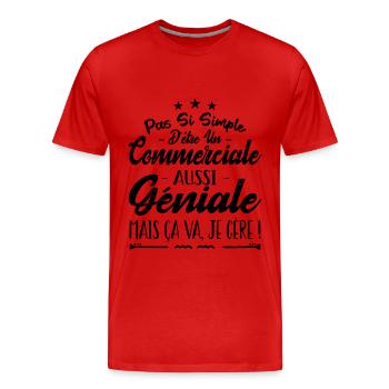 Pas si simple d'être une commerciale aussi géniale - T-shirt bio Premium Homme - rouge - Devant - Damien (186cm)