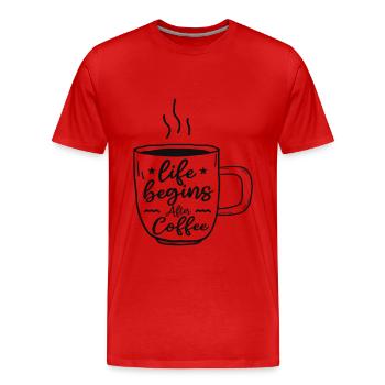 Life begins after coffee - Men's Premium Organic T-Shirt - red - Front - Damien (186cm)