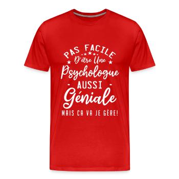 Psychologue - T-shirt bio Premium Homme - rouge - Devant - Damien (186cm)