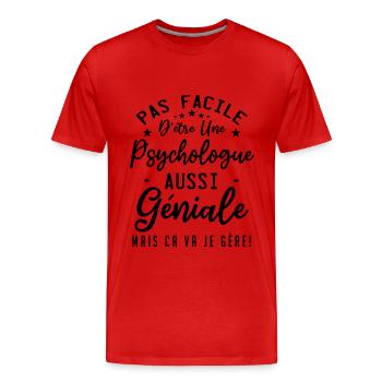 Psychologue - T-shirt bio Premium Homme - rouge - Devant - Damien (186cm)