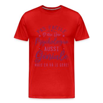 Psychologue - T-shirt bio Premium Homme - rouge - Devant - Damien (186cm)