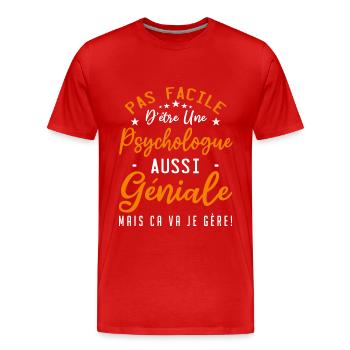 Psychologue - T-shirt bio Premium Homme - rouge - Devant - Damien (186cm)