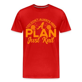 Garn stricken Quilten Stricken Geschenk - Männer Premium Bio T-Shirt - Rot - Vorne - Damien (186cm)