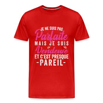 Je Ne Suis Pas Parfaite Mais Je Suis vendeuse - T-shirt bio Premium Homme - rouge - Devant - Damien (186cm)
