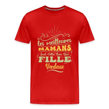 Meilleure Maman Avec Fille Vendeuse - T-shirt bio Premium Homme - rouge - Devant - Damien (186cm)