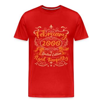 February 2000 | Aged Perfectly - T-shirt bio Premium Homme - rouge - Devant - Damien (186cm)