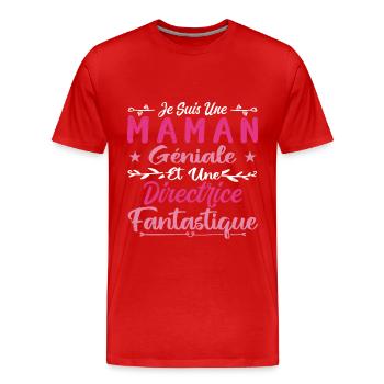 Je Suis Une Maman Géniale Et Une Directrice Fantas - T-shirt bio Premium Homme - rouge - Devant - Damien (186cm)