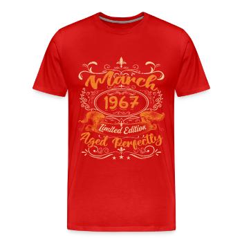 March 1967 | Aged Perfectly - T-shirt bio Premium Homme - rouge - Devant - Damien (186cm)